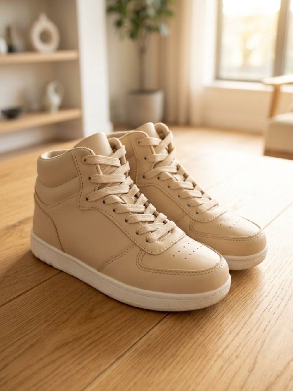 Forever Link Girls Cream High Top Platform Sneakers -Size 2(EXCELLENT CONDITION)